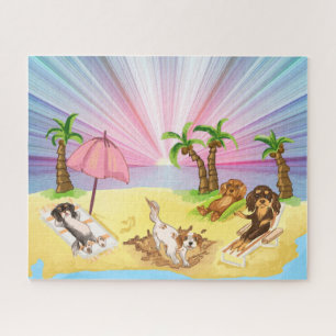 Puzzle Funny Cavalier King Charles Spaniels at the Beach