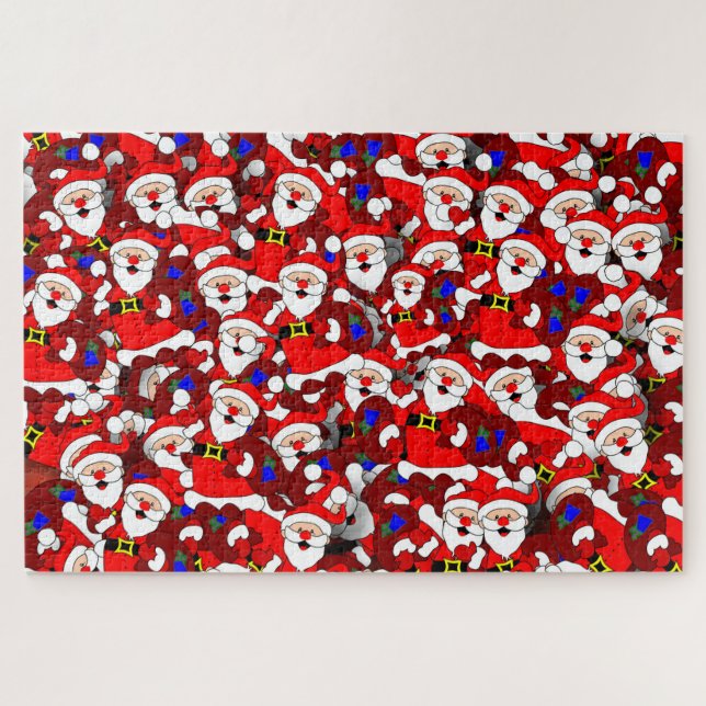 Puzzle Funny Christmas Modern Whimsical Père Noël Collage (Horizontal)