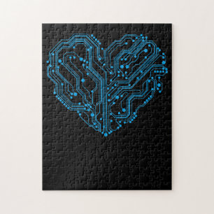 Puzzle Funny Cyber Circuit Heart Valentines Ingénieur de 
