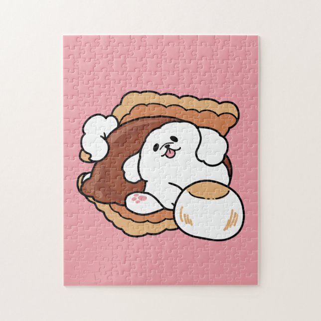 Puzzle Funny Dog and S’more Design – Kawaii Pet Lover Pun (Vertical)