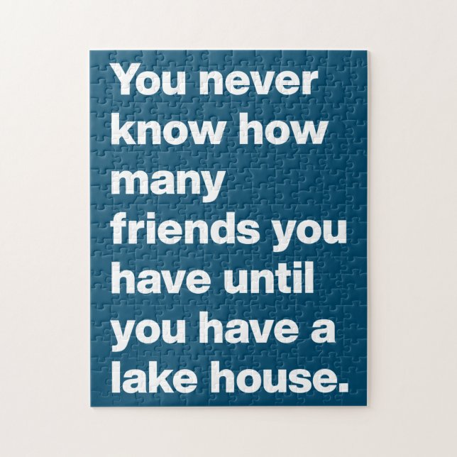 Puzzle Funny Lake House Friends Citation Typographie Bleu (Vertical)