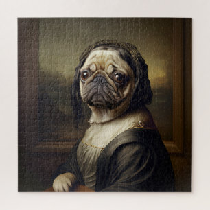Puzzle Funny Mona Lisa Pug