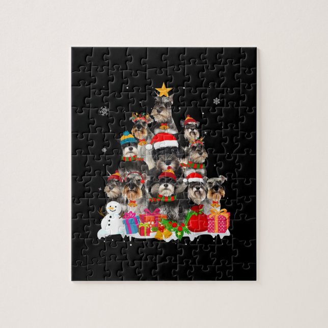Puzzle Funny Schnauzer Christmas Tree animal Amoureux des (Vertical)