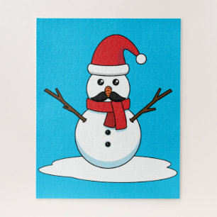 Puzzle Funny Snowman avec Moustache et carotte