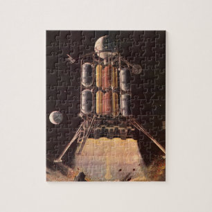 Puzzle Fusée de science-fiction vintage décollant de la p