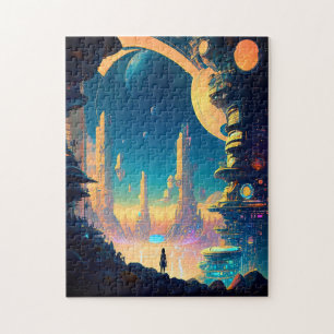 Puzzle futuriste de la ville de science fiction