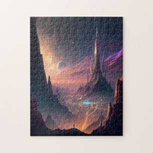 Puzzle futuriste de la ville de science fiction