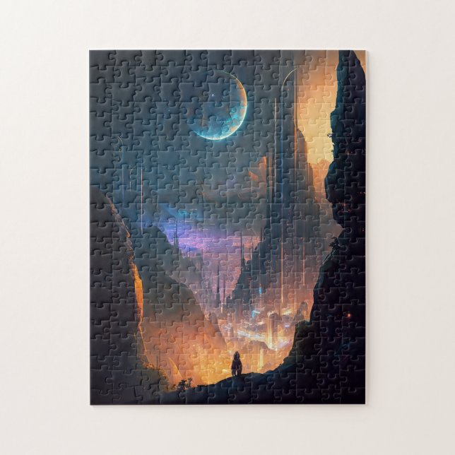 Puzzle futuriste de la ville de science fiction (Vertical)