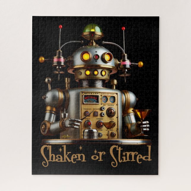 Puzzle Futuristic Robot Bartender "Shaken or Stirred" (Vertical)