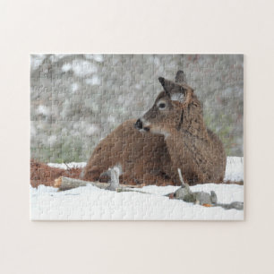 Puzzle Fuzzy White Quail Deer Fawn se reposant dans la ne