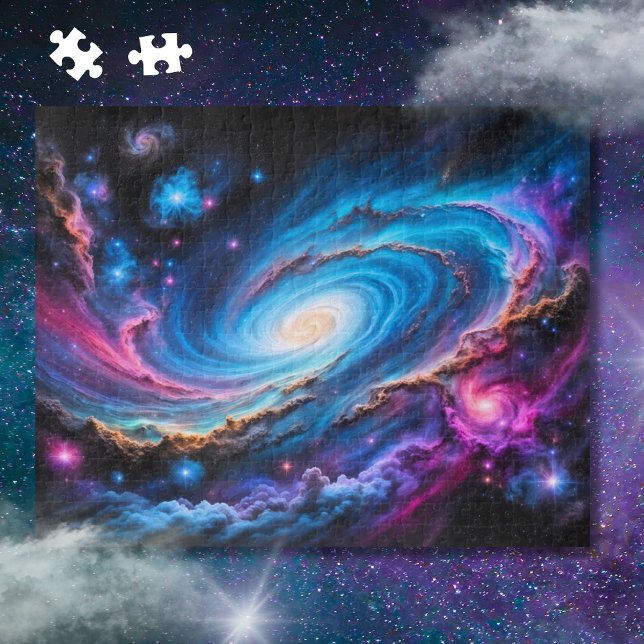 Puzzle galaxie colorée avec étoiles et nébuleuses (Créateur téléchargé)