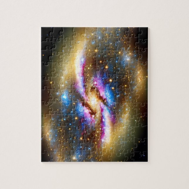Puzzle Galaxie de l'univers cosmique rose or et bleu étin (Vertical)