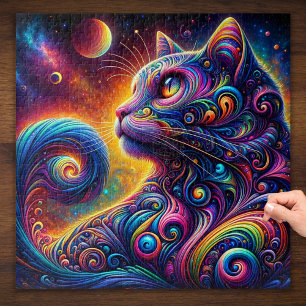 Puzzle Galaxie mystique spirale Chat arc-en-ciel