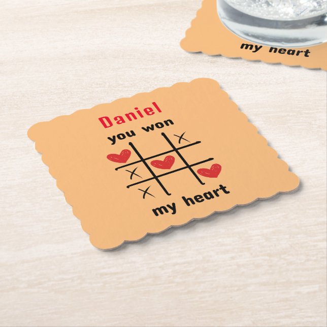 Puzzle Game I You won my heart Paper Coaster (Angled)