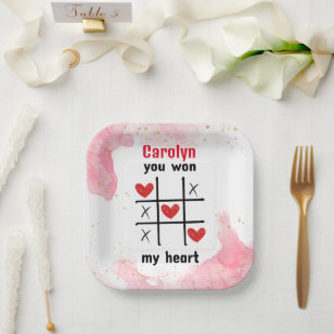 Puzzle game I You won my heart Paper Plate