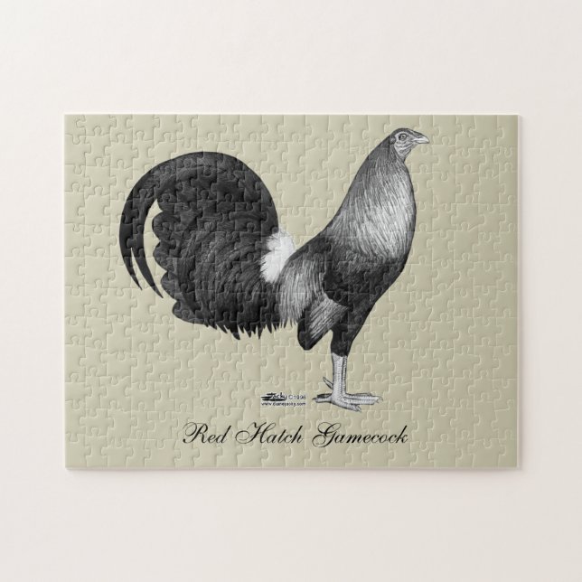 Puzzle Gamecock Red Hatch (Horizontal)