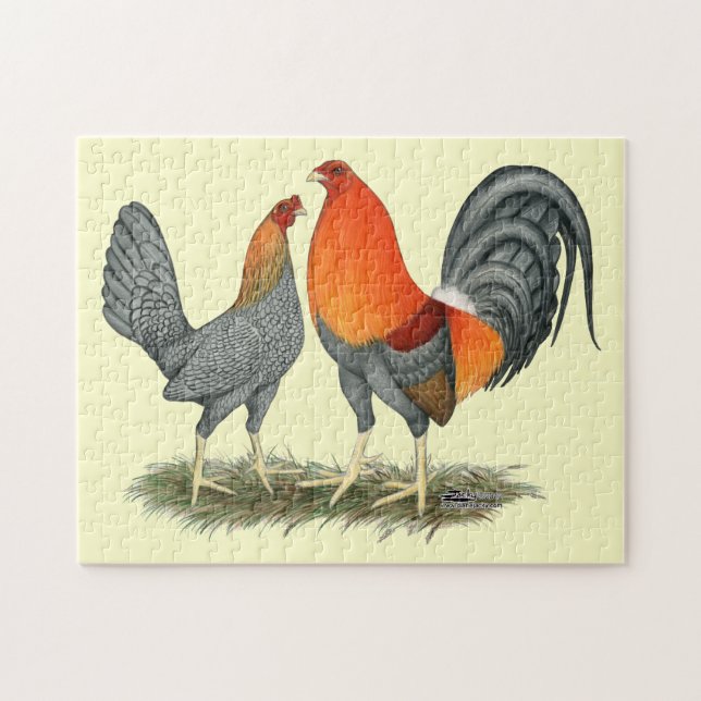 Puzzle Gamefowl rouge bleu (Horizontal)