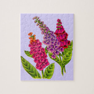 Puzzle gants renards en rouge et violet
