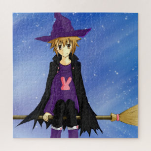 Puzzle Garçon anime manga avec chapeau violet et cape