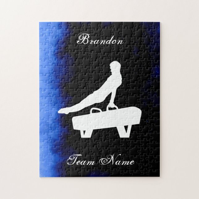 Puzzle Garçons Gymnastique Noir, Bleu, Blanc avec nom d'é (Vertical)