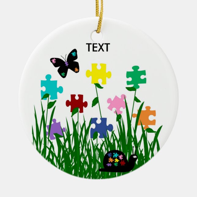 Puzzle garden with butterfly and snail Ornament (Front)