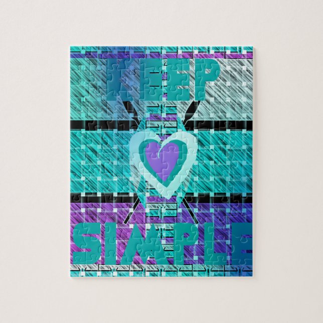 Puzzle Gardez-le simple : Cyan Heart & Clarity Art Motif (Vertical)