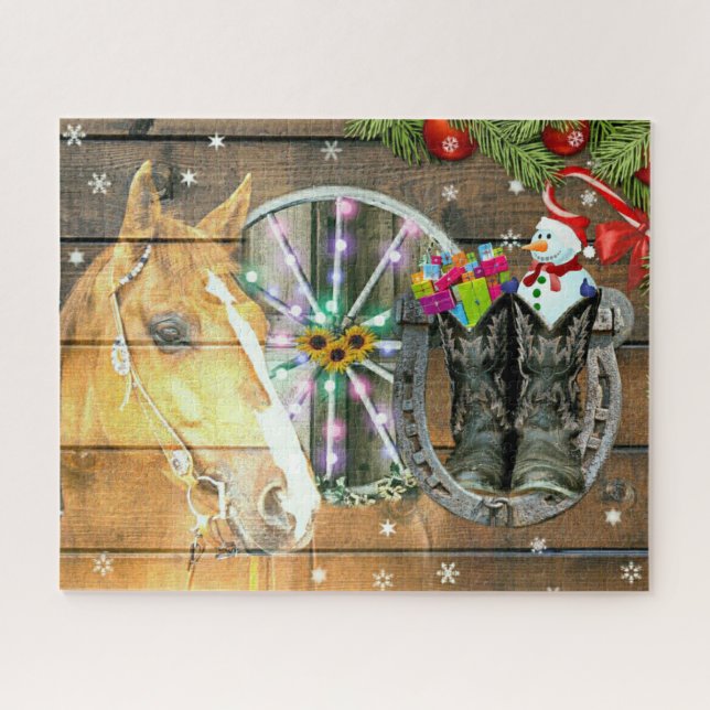 Puzzle Garland des bottes de cow-boy de Noël (Horizontal)