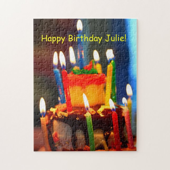 Puzzle Gâteau d'anniversaire avec des bougies (Vertical)