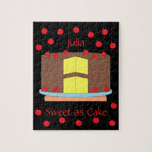 Puzzle Gâteau jaune et cerises : Noir