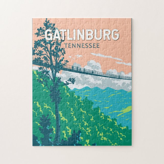 Puzzle Gatlinburg Tennessee Illustration Voyage Art (Vertical)
