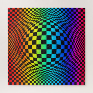 Puzzle Gauchissement en damier arc-en-ciel