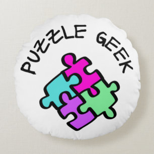 Puzzle Geek      Round Pillow
