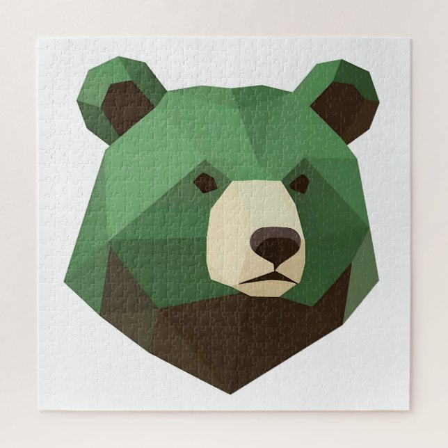 Puzzle Geometric Bear Head Low Poly (Vertical)