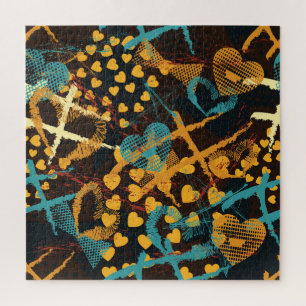 Puzzle Géométrie des étoiles du coeur : Motif Vintage amu