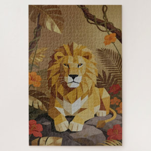 Puzzle géométrique du lion dans la jungle