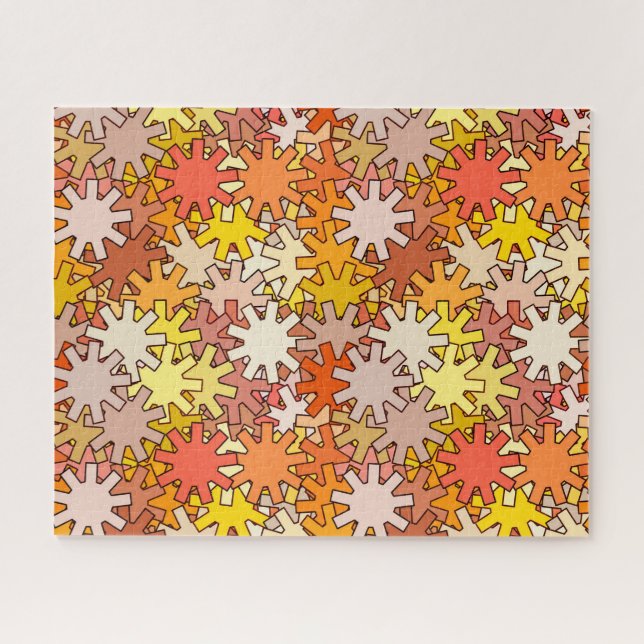 Puzzle Géométrique moderne, Or de moutarde et Brown (Horizontal)