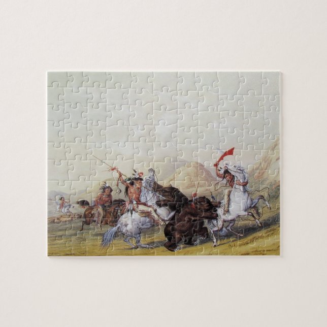 Puzzle George Catlin attaque l'ours grizzli 1844 (Horizontal)
