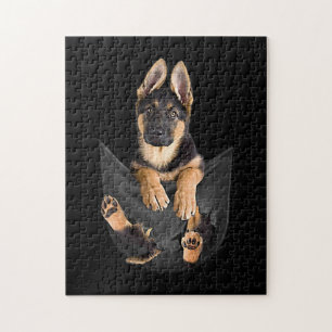 Puzzle German Shepherd In Pocket T-shirt Funny Dog Lover