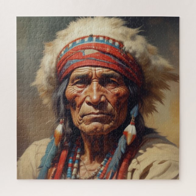Puzzle Geronimo Portrait du chef guerrier indien (Vertical)