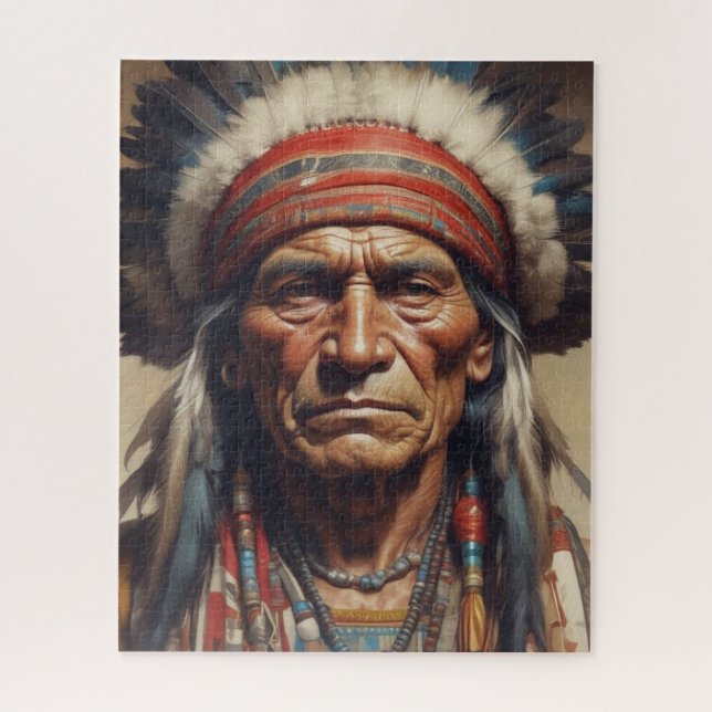 Puzzle Geronimo Portrait du chef guerrier indien (Vertical)