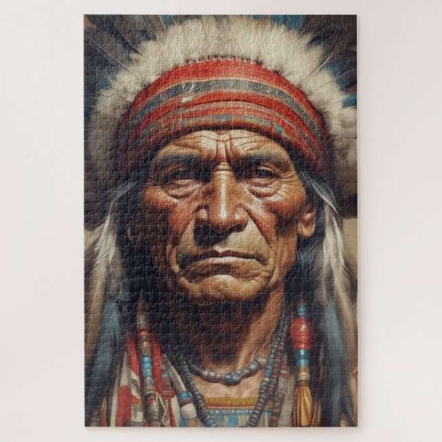 Puzzle Geronimo Portrait du chef guerrier indien (Vertical)