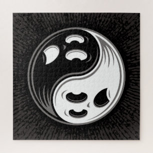 Puzzle Ghost Yin Yang Noir et blanc