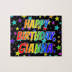 Puzzle "GIANNA" Prénom, "HEUREUX ANNIVERSAIRE"