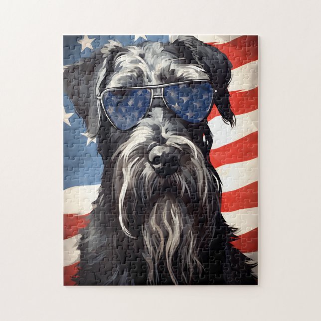 Puzzle Giant Schnauzer 4 juillet fête de l'indépendance (Vertical)
