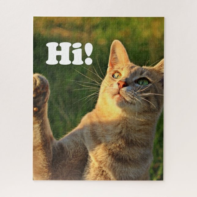 Puzzle Ginger Cat Dit Bonjour ! (Vertical)