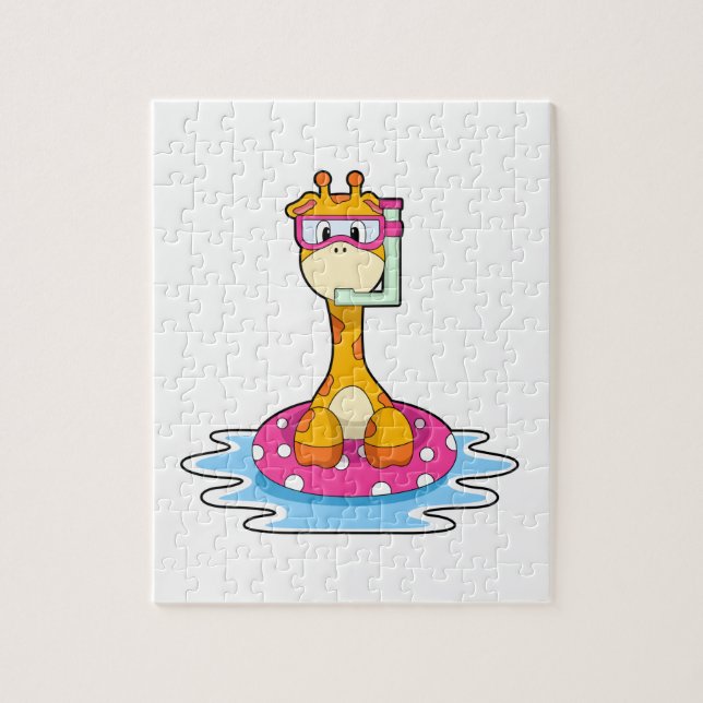 Puzzle Girafe à la natation avec tuba (Vertical)