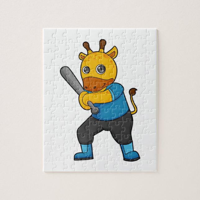 Puzzle Girafe au baseball avec batte de baseball (Vertical)