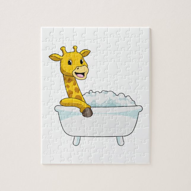 Puzzle Girafe avec baignoire avec mousse (Vertical)