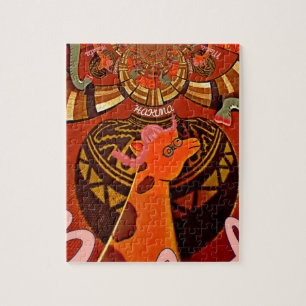 Puzzle Girafe avec deux queues de ponytail art