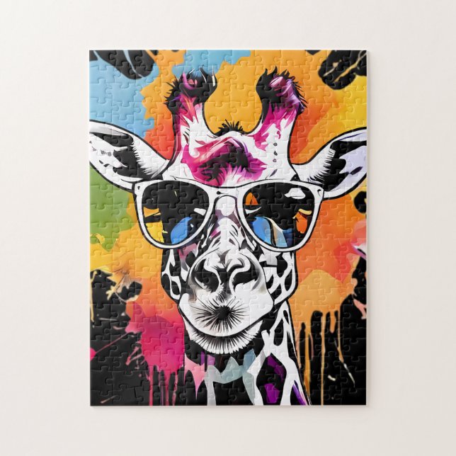 Puzzle Girafe Cool mignonne avec lunettes de soleil (Vertical)